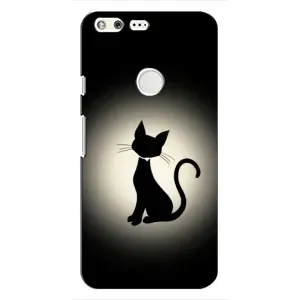 Чехол с принтом для Google Pixel (AlphaPrint) Модные коты (Силуэт котика)