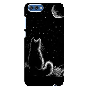 Чохол з принтом для Huawei Honor 10, COL-Al00 (AlphaPrint) Модні коти (Котик і місяць)