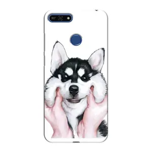 Чохол з Хаскі Huawei Honor 7A Pro - (AlphaPrint) (Хаскі улибака)