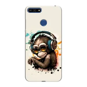 Чохол з Мавпами Huawei Honor 7A Pro - (AlphaPrint) (Макака в навушниках)