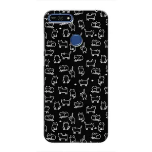 Чохол з принтом для Huawei Honor 7A Pro (AlphaPrint) Модні коти (Маленькі котики)