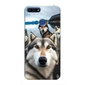 Чохол з Хаскі Huawei Honor 7A Pro - (AlphaPrint) (Селфі Хаскі)