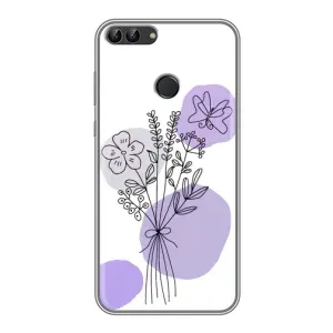 Силиконовый чехол с принтом в цветах на Huawei Honor 9 Lite (Букет фиолетовая абстракция)