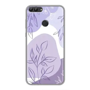 Силиконовый чехол с принтом в цветах на Huawei Honor 9 Lite (Фиолетовые листья абстракция)