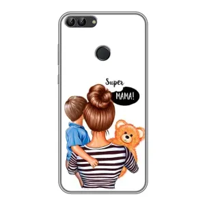 Чехол с печатью для Huawei Honor 9 Lite - (Мама с ребенком) (AlphaPrint) (Мама с сыном)