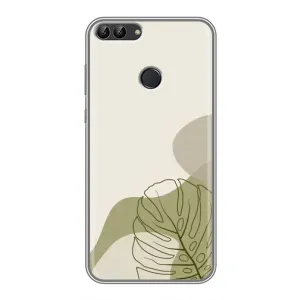 Силиконовый чехол с принтом в цветах на Huawei Honor 9 Lite (Зеленая монстера дизайн)