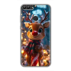 Яркий чехол для Huawei Honor 9 Lite с Зимними Оленятами (Олень с шарфом)