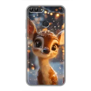 Яркий чехол для Huawei Honor 9 Lite с Зимними Оленятами (Олененок среди гирлянд)