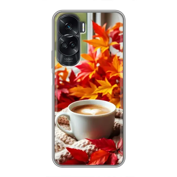 Чехол с принтом «Кофе и листья» для Huawei Honor 90 Lite Чехол с принтом «Кофе и листья» для Huawei Honor 90 Lite