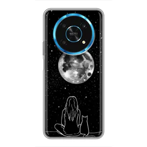 Чехол с рисунком кот на Huawei Honor Magic 6 Lite 5G (Девушка с котом)