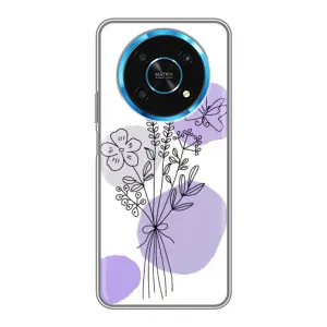 Силконовий чохол з принтом в квітах на Huawei Honor Magic 6 Lite 5G (Букет фіолетова абстракція)