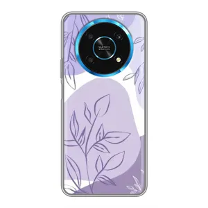 Силконовий чохол з принтом в квітах на Huawei Honor Magic 6 Lite 5G (Фіолетове листя абстракція)