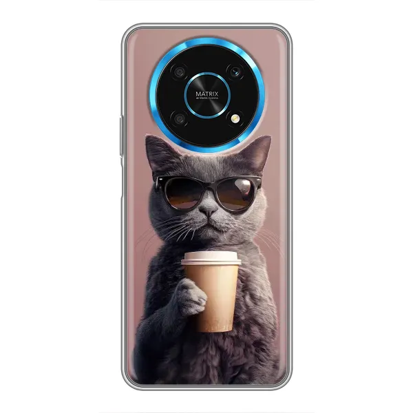 Чохол з принтом «Кіт з кавою» для Huawei Honor Magic 6 Lite 5G