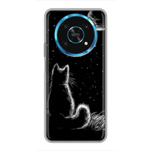 Чехол с принтом для Huawei Honor Magic 6 Lite 5G (AlphaPrint) Модные коты (Котик и луна)