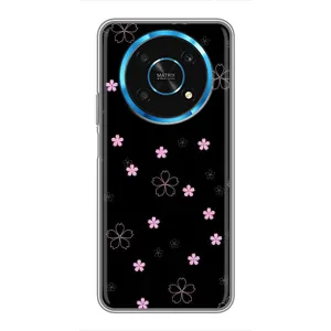 Чохол з розовим принтом для Huawei Honor Magic 6 Lite 5G (Рожеві квіти на чорному)