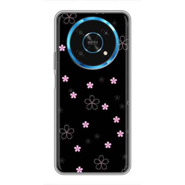Чохол з принтом «Рожеві квіти на чорному» для Huawei Honor Magic 6 Lite 5G