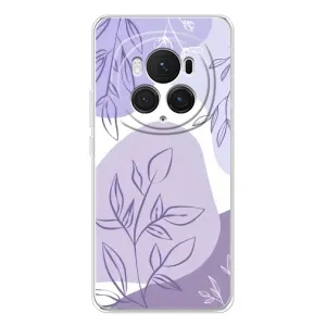 Силконовий чохол з принтом в квітах на Huawei Honor Magic 7 Pro (Фіолетове листя абстракція)