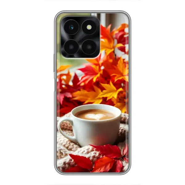 Чехол с принтом «Кофе и листья» для Huawei Honor X6a Чехол с принтом «Кофе и листья» для Huawei Honor X6a