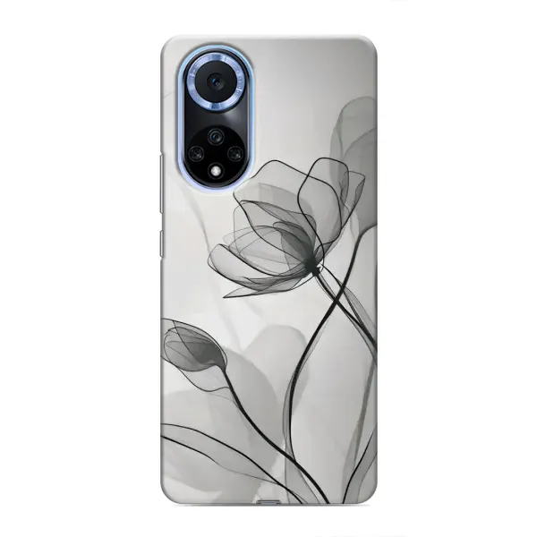 Чехол с принтом «Черные цветы» для Huawei Honor X7b