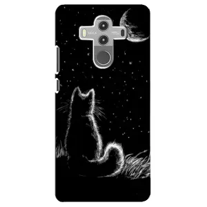 Чохол з принтом для Huawei Mate 10 Pro (AlphaPrint) Модні коти (Котик і місяць)