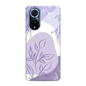 Силконовий чохол з принтом в квітах на Huawei Nova 9 SE (Фіолетове листя абстракція)
