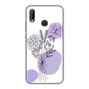 Силиконовый чехол с принтом в цветах на Huawei P Smart 2019 (Букет фиолетовая абстракция)