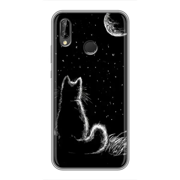 Чехол с принтом «Котик и луна» для Huawei P Smart 2019