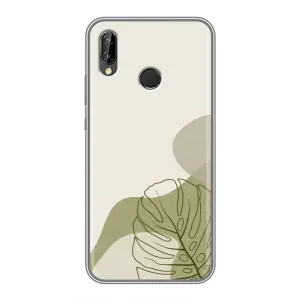 Силиконовый чехол с принтом в цветах на Huawei P Smart 2019 (Зеленая монстера дизайн)