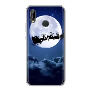 Новогодние Чехлы для Хуавей Пи Смарт 2019 (VPrint) (Санта - луна)