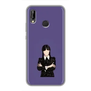Чехлы Венсдей на Huawei P Smart 2019 Уэнсдей (AlphaPrint) (Уэнздей в черном)