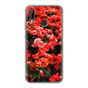 Чехлы с Цветами для Huawei P20 Lite, Ane-L02 (VPrint) (Цветы красные)