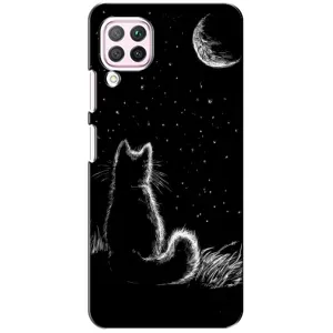 Чохол з принтом для Huawei P40 Lite (AlphaPrint) Модні коти (Котик і місяць)