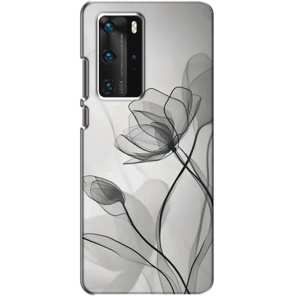Чохол з принтом «Чорні квіти» для Huawei P40 Pro
