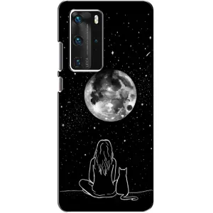Чохол з принтом «Дівчина з котом» для Huawei P40 Pro
