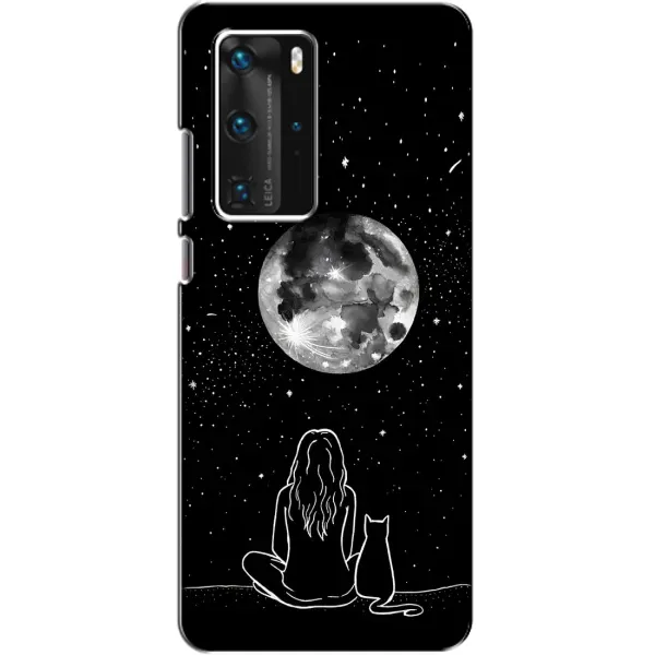 Чохол з принтом «Дівчина з котом» для Huawei P40 Pro
