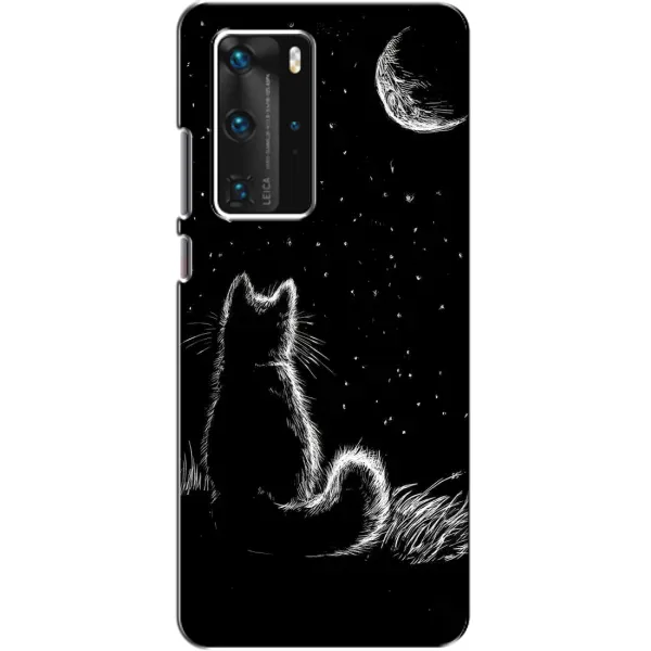 Чохол з принтом «Котик і місяць» для Huawei P40 Pro Чохол з принтом «Котик і місяць» для Huawei P40 Pro