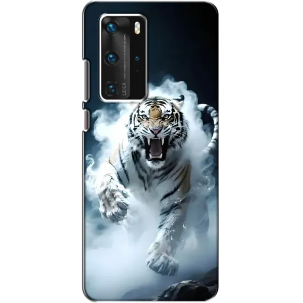 Чохол з принтом «Білий тигр у диму» для Huawei P40 Pro