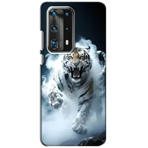 Чохол з картинкою 'Хижаки' для Huawei P40 (Білий тигр у диму)