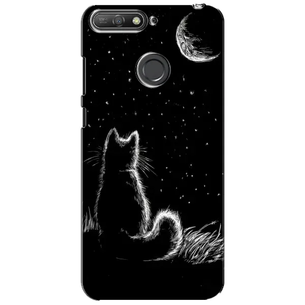 Чехол с принтом «Котик и луна» для Huawei Y6 Prime 2018 Чехол с принтом «Котик и луна» для Huawei Y6 Prime 2018