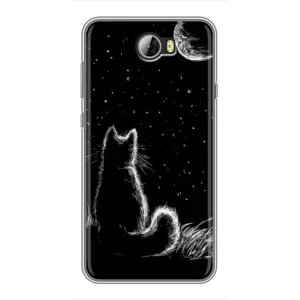 Чохол з принтом для Huawei Y5II (AlphaPrint) Модні коти (Котик і місяць)
