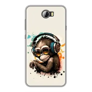 Чохол з Мавпами Huawei Y5II - (AlphaPrint) (Макака в навушниках)