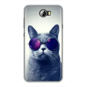 Чохол з принтом для Huawei Y5II (AlphaPrint) Модні коти (Стильний кіт)