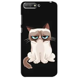 Чехол с принтом для Huawei Y6 2018 (AlphaPrint) Модные коты (Грустный кот)