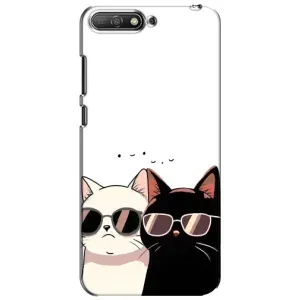 Чехол с рисунком кот на Huawei Y6 2018 (Коты в очках)