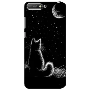 Чехол с принтом для Huawei Y6 2018 (AlphaPrint) Модные коты (Котик и луна)