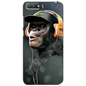 Чохол з Мавпами Huawei Y6 2018 - (AlphaPrint) (В навушниках)