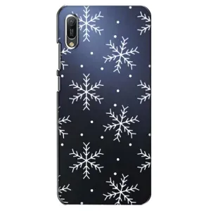 Зимні Чохли для Huawei Ё6 2019 - прозорий фон (Білі сніжинки)