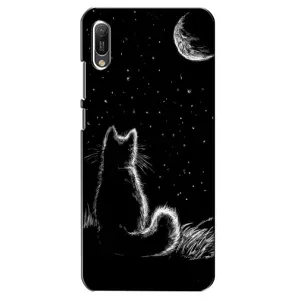 Чохол з принтом для Huawei Y6 2019 (AlphaPrint) Модні коти (Котик і місяць)