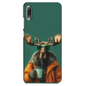 Чохол з принтом стильні тварини для Huawei Ё6 2019 (Лось з кавою)