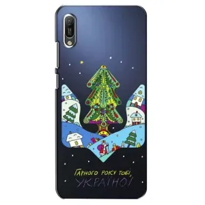 Зимні Чохли для Huawei Ё6 2019 - прозорий фон (Різдвяний герб)